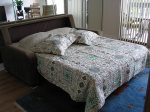 The sofa bed has a high end memory foam mattress 